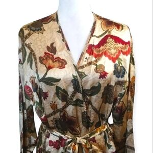 Vintage 100% Silk Victoria's Secret Floral Thistle Robe Petite